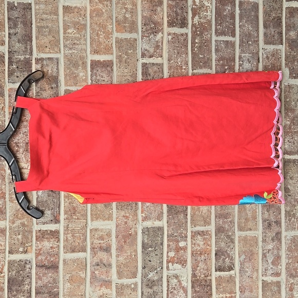 Lilly Pulitzer Jacqueline Fiesta Dress Orange Slvls Embroidered Linen Blnd Size - Picture 5 of 5